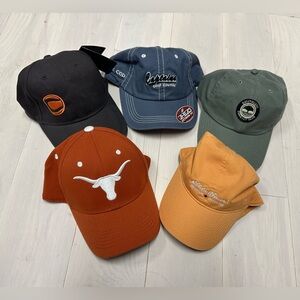 Baseball Caps in Black, Orange, Green, and Blue